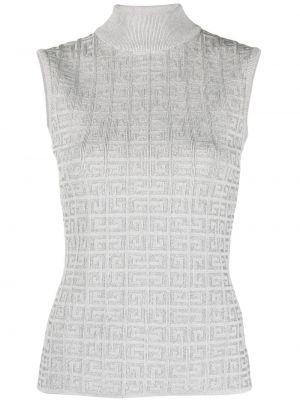 Top in tessuto jacquard Givenchy argento