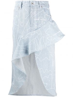 Kožená sukně s vysokým pasem na zip s potiskem Off-white - bílá