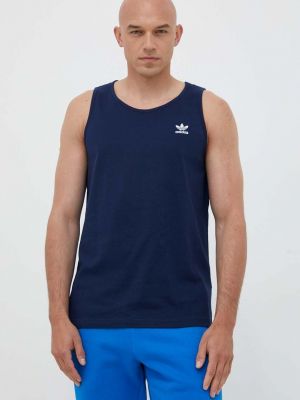 Памучна тениска с дълъг ръкав Adidas Originals синьо