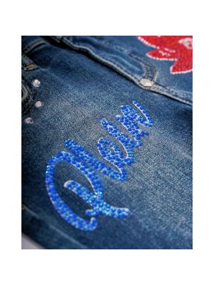 Szorty jeansowe z kryształkami Philipp Plein niebieskie