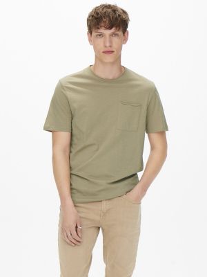 Camiseta manga corta de cuello redondo Only & Sons verde