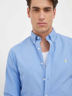 Pamučna košulja s gumbima slim fit Polo Ralph Lauren plava