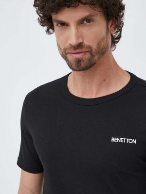 United Colors of Benetton pamut póló , nyomott mintás - Fekete