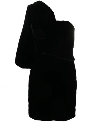 Žametna mini obleka iz rebrastega žameta Tom Ford črna