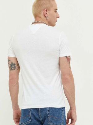 Bavlněné tričko s potiskem Tommy Jeans bílé