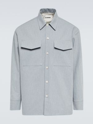 Памучна риза с джобове Jil Sander синьо
