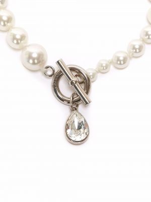 JW Anderson bracelet cheville orné de perles artificielles et de cristal - Blanc