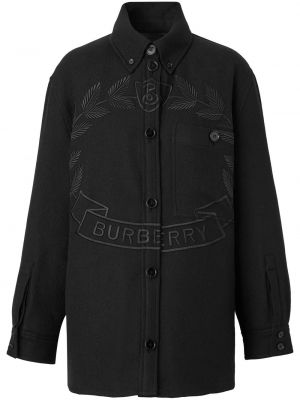 Vlněná bunda s výšivkou Burberry černá
