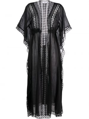Bavlněné šaty s výstřihem do v z polyesteru Charo Ruiz Ibiza - černá