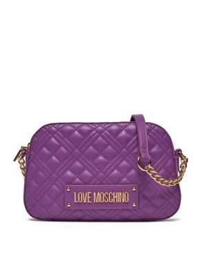 Pikowana torba na ramię Love Moschino fioletowa
