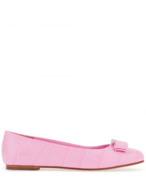 Ниски обувки с панделка Ferragamo розово