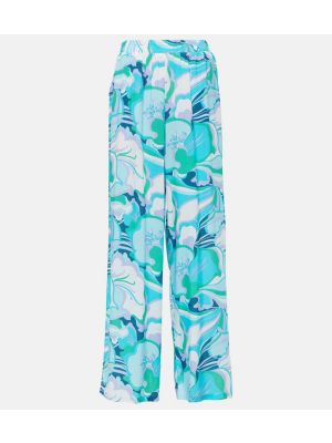 Pantaloni cu model floral cu croială lejeră Melissa Odabash albastru