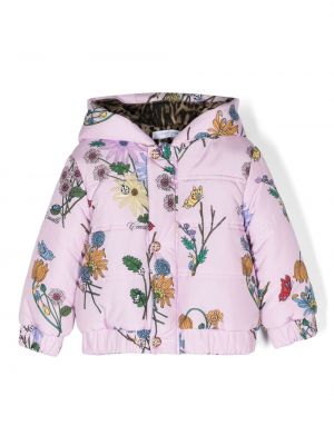 Hætte blomstret dunjakke for piger Roberto Cavalli Junior