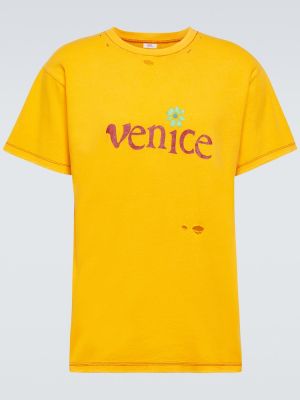 T-shirt en lin en coton Erl jaune