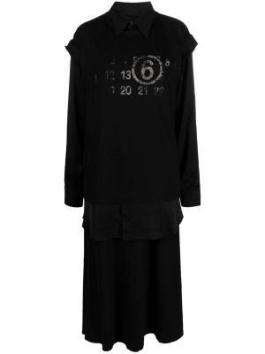 Βαμβακερή μίντι φόρεμα Mm6 Maison Margiela μαύρο