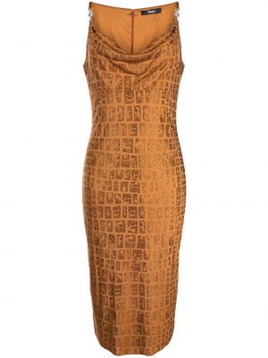 Коктейлна рокля Versace кафяво