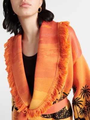 Cardigan di lana di seta in tessuto jacquard Alanui arancione