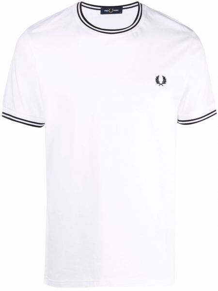 Bomull brodert t-skjorte Fred Perry hvit