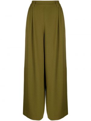 Viskózové volné kalhoty s vysokým pasem s páskem Essentiel Antwerp - zelená
