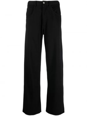 Bavlněné rovné kalhoty jersey Mm6 Maison Margiela černé