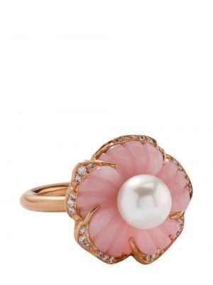 Rožinio aukso atogrąžų gėlėtas žiedas Irene Neuwirth