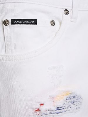 Džíny s oděrkami Dolce & Gabbana bílé