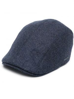 Вълнена кожена шапка с козирки Brunello Cucinelli синьо