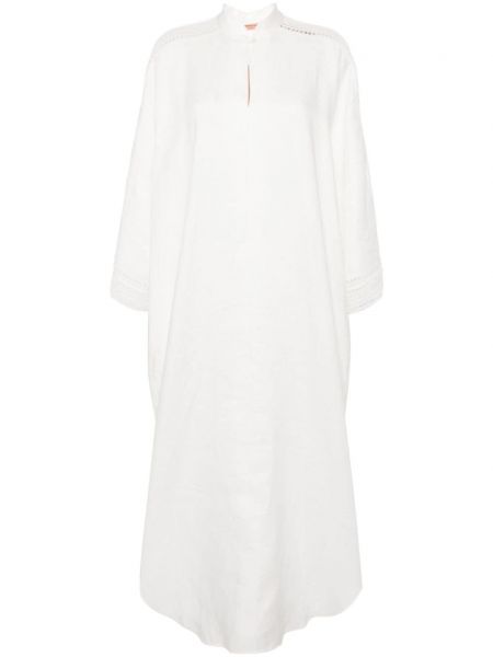 Λινή μάξι φόρεμα με δαντέλα Ermanno Scervino λευκό
