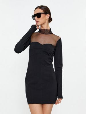 Slim fit koktejlové šaty Sisley černé