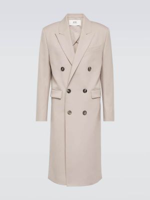 Cappotto di lana Ami Paris beige