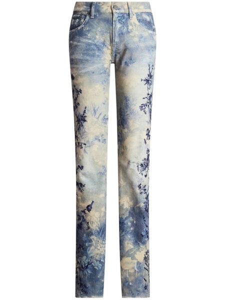 Kvetinové bavlnené skinny fit džínsy s potlačou Ralph Lauren Collection