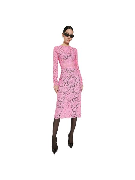 Vestido midi de encaje elegante Dolce & Gabbana rosa