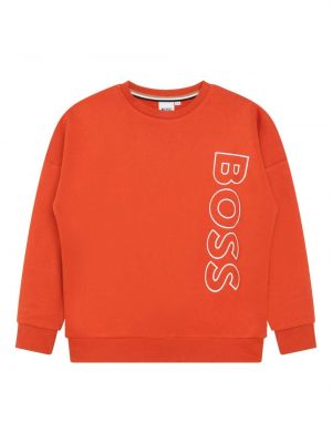 Hoodie con stampa con scollo tondo Boss Kidswear arancione