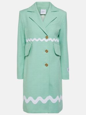 Tvídový bavlněný kabát Patou zelený