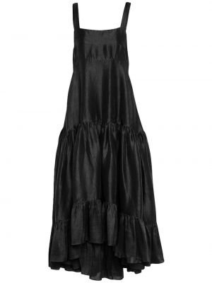 Plisované hedvábné dlouhé šaty Azeeza černé