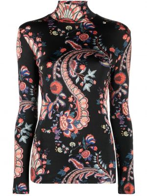 Paisley trykt floral lang topp Paco Rabanne svart