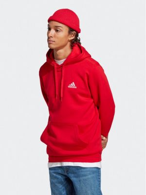 Hanorac cu glugă din fleece Adidas roșu