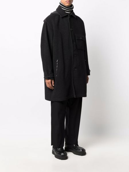 Kabát s kapucí Yohji Yamamoto Pre-owned černý