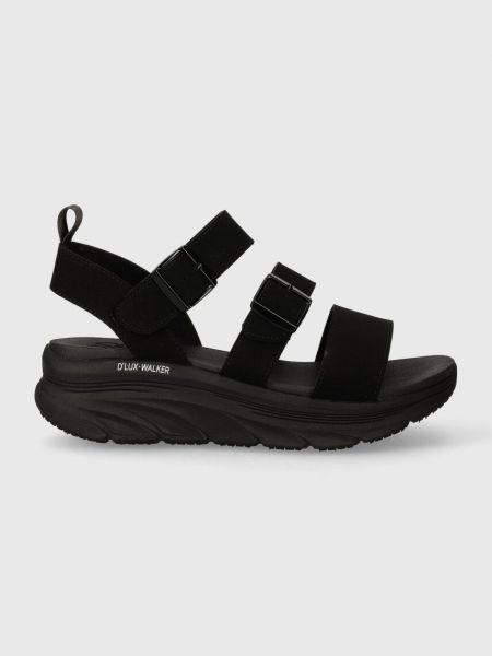 Sandały na platformie relaxed fit Skechers czarne