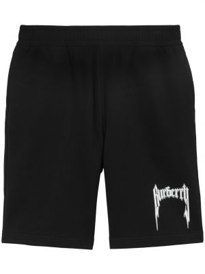 Shorts de sport en coton à imprimé Burberry noir