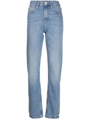 Džínsy s rovným strihom s vysokým pásom Calvin Klein Jeans modrá