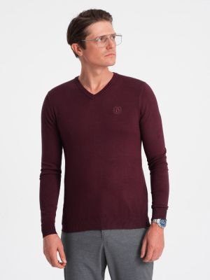 Пуловер с v-образно деколте Ombre червено