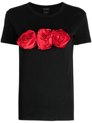 T-shirt en coton à fleurs avec applique Meryll Rogge