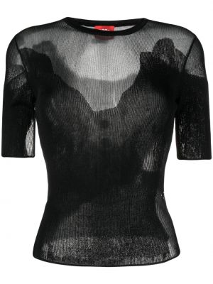 Прозрачна плетена тениска 032c черно
