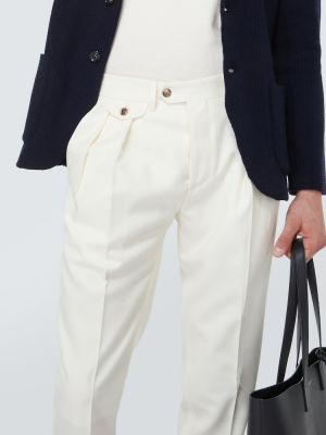 Vlněné rovné kalhoty Lardini bílé