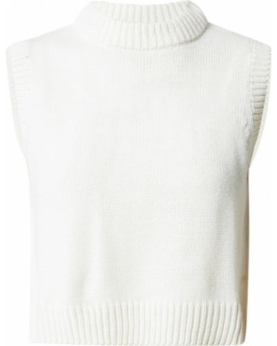 Pletený priliehavý sveter bez rukávov Denim Project - biela