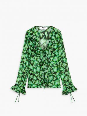 Блузка с принтом с рюшами Msgm зеленая