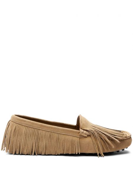 Wildleder loafers mit fransen Scarosso beige