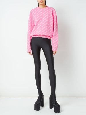 Памучен пуловер Balenciaga розово