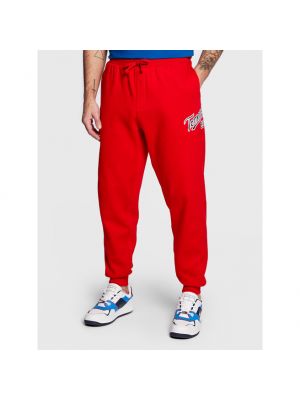 Pantaloni sport Tommy Jeans roșu